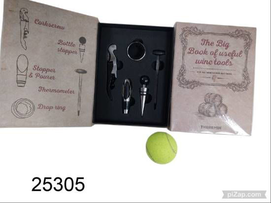 Imagen de CAJA LIBRO 5 ACCESORIOS PARA VINO 9.25